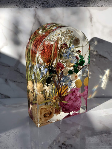 Wedding Flowers Preservation Dome Arch Resin Paperweight Keepsake Bridal memories of your wedding anniversary ,funeral