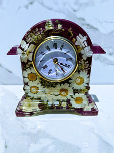 Flower Preservation, Wedding Bridal DRIED Flowers, Wedding, Funeral Pressed Flowers, Keepsake. Mantel Clock