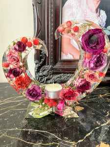 Custom Wedding Bridal Bouquet Flowers Preservation. Resin Heart Preserved flowers. Funeral flowers Keepsake.