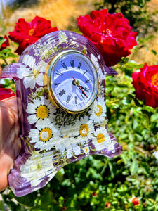 Flower Preservation, Wedding Bridal DRIED Flowers, Wedding, Funeral Pressed Flowers, Keepsake. Mantel Clock