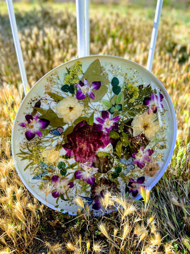 Custom Pressed Wedding Bridal Flowers Bridal Bouquet. Funeral Flowers Pressed flowers art serving tray