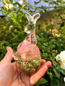 Wedding Flowers Bouquet Preservation in Resin Rabbit Bunny sphere figurine . Keepsake memories of your wedding, anniversary, funeral.