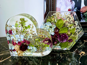 Flower Preservation Resin Block, Wedding Bouquet Preservation, memories of your wedding anniversary ,funeral arrangement floral