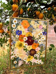 Flower Preservation, Pressed Flower Frame, Funeral Pressed Flowers, Hanging Frame. Wedding flowers.