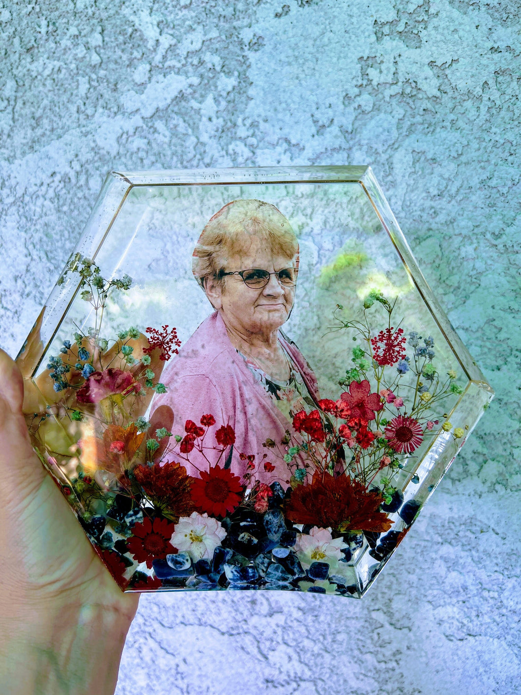 Custom Funeral Flowers Resin Paperweight with your picture Wedding Bridal Flowers Bouquet memories of your wedding anniversary ,funeral