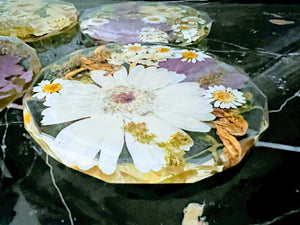 Wedding Flowers Preservation Coasters. Funeral flowers Preservation Resin Coaster Set.