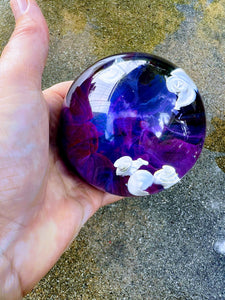 Galaxy Planets Space Ship Sphere Resin Art, Resin Paperweight Sphere, Memorial, Anniversary, Special Occasion,