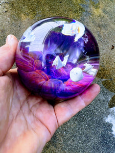 Galaxy Planets Space Ship Sphere Resin Art, Resin Paperweight Sphere, Memorial, Anniversary, Special Occasion,