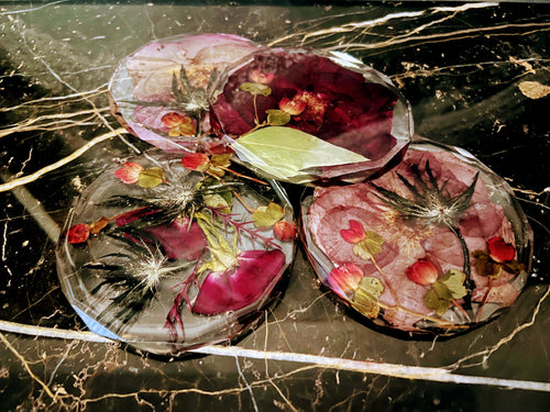 Wedding Flowers Preservation Coasters. Funeral flowers Preservation Resin Coaster Set.