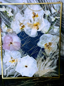 Pressed Flowers Bouquet Preservation, Wedding Bridal Flowers, Wedding, Funeral Pressed Flowers, Keepsake. Hanging Metal Glass Frame Décor