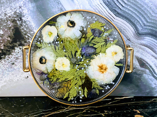 Wedding Bridal Flowers Preservation. Pressed Bouquet Resin Tray Paperweight Organizer. Preserved Bridal Bouquet. Pressed Flowers tray