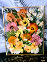 Wedding Bouquet Preservation, Wedding Bridal Flowers, Wedding, Funeral Pressed Flowers, Keepsake. Hanging Metal Glass Frame Décor