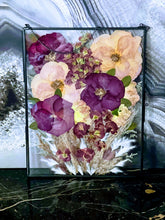 Floral Preservation Glass Frame, Wedding Bridal Flowers, Wedding, Funeral Pressed Flowers, Keepsake. Hanging Metal Glass Frame Décor