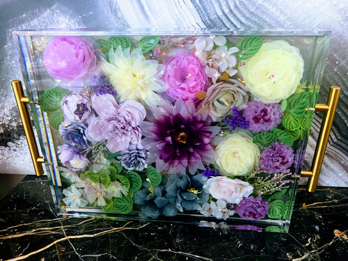 Wedding Flowers Preservation Tray. Pressed Bouquet Resin Tray Paperweight Organizer. Preserved Bridal Bouquet. Pressed Flowers tray
