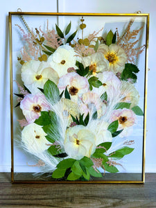 Flower Preservation, Pressed flower frame. Wedding Bridal DRIED Flowers, Wedding, Funeral Pressed Flowers, Keepsake