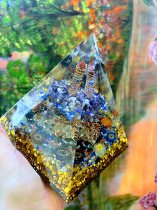 Energy Generator Orgone Pyramid. Tree of life Reiki Chakra Generator Large Pyramid. Meditation. Lucky Wealth Stone.