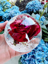 Red Purple Rose Resin Sphere Orb Paperweight! Rose paperweight keepsake. Flowers keepsake. Home décor. Crystals
