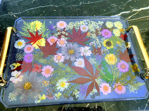 Wedding Flower Preservation. Pressed Bouquet Resin Tray Paperweight Organizer. Preserved Bridal Bouquet Pressed Flowers tray. Funeral flower