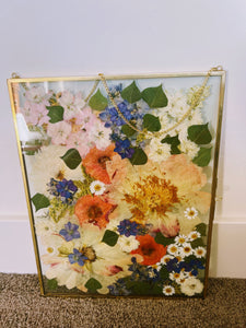 Flower Preservation, Pressed flower frame. Wedding Bridal Flowers Glass Metal Frame, Wedding, Funeral Pressed Flowers, Keepsake