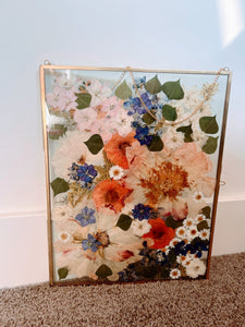 Flower Preservation, Pressed flower frame. Wedding Bridal Flowers Glass Metal Frame, Wedding, Funeral Pressed Flowers, Keepsake